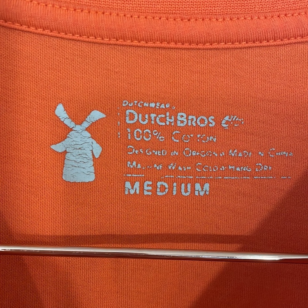 DUTCH BROS Graphic Orange T-shirt Shortsleeved Size Medium - Picture 5 of 5
